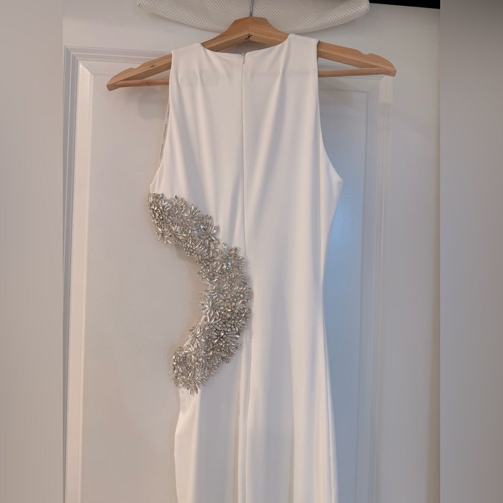 NEW BRONX AND BANCO Camila White Rhinestone Cutout Maxi Dress,  Evening Gown, S - Picture 10 of 14